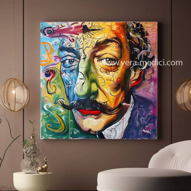 Salvadore Dali Face Portrait POP ART xxlart by Vera Medici #pop10160