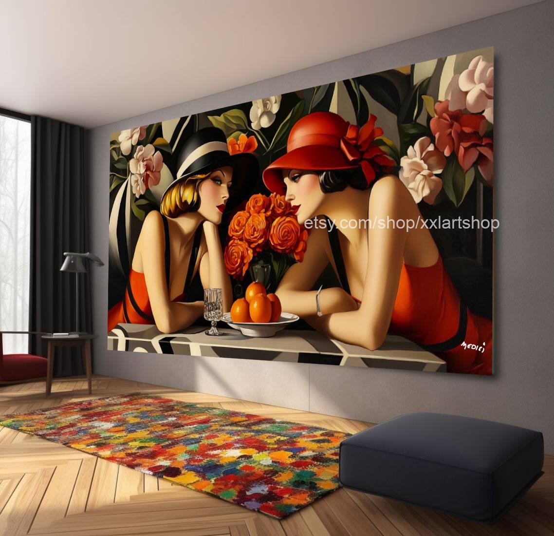 Ladies Collection by Vera Medici Art Deco Wandkunst Leinwand Modernes Bild gespannt auf Keilrahmen oder gerollt XXL #F101010