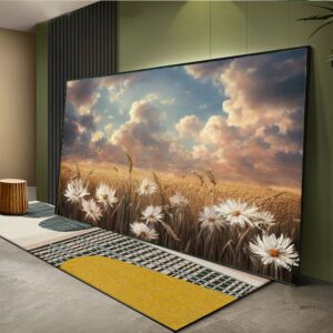 Landschaftsbild mit farbenfrohen Blumenfeldern, Leinwanddruck, modernes Bild für Wohnzimmer und Büro, auf Keilrahmen gespannt oder gerollt #l145