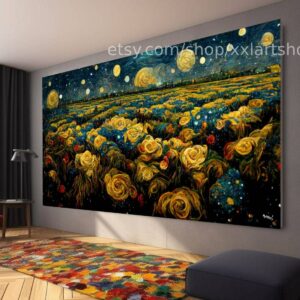 Sternennacht von Medici – Wandbild auf Leinwand, moderner Kunstdruck für Wohnzimmer und Büro, auf Keilrahmen gespannt oder gerollt #l951