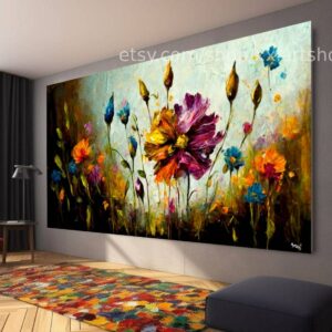 Landschaftsblumen-Wandbild von Medici, Leinwanddruck, modernes Bild für Wohnzimmer und Büro, auf Keilrahmen gespannt oder gerollt #l1124