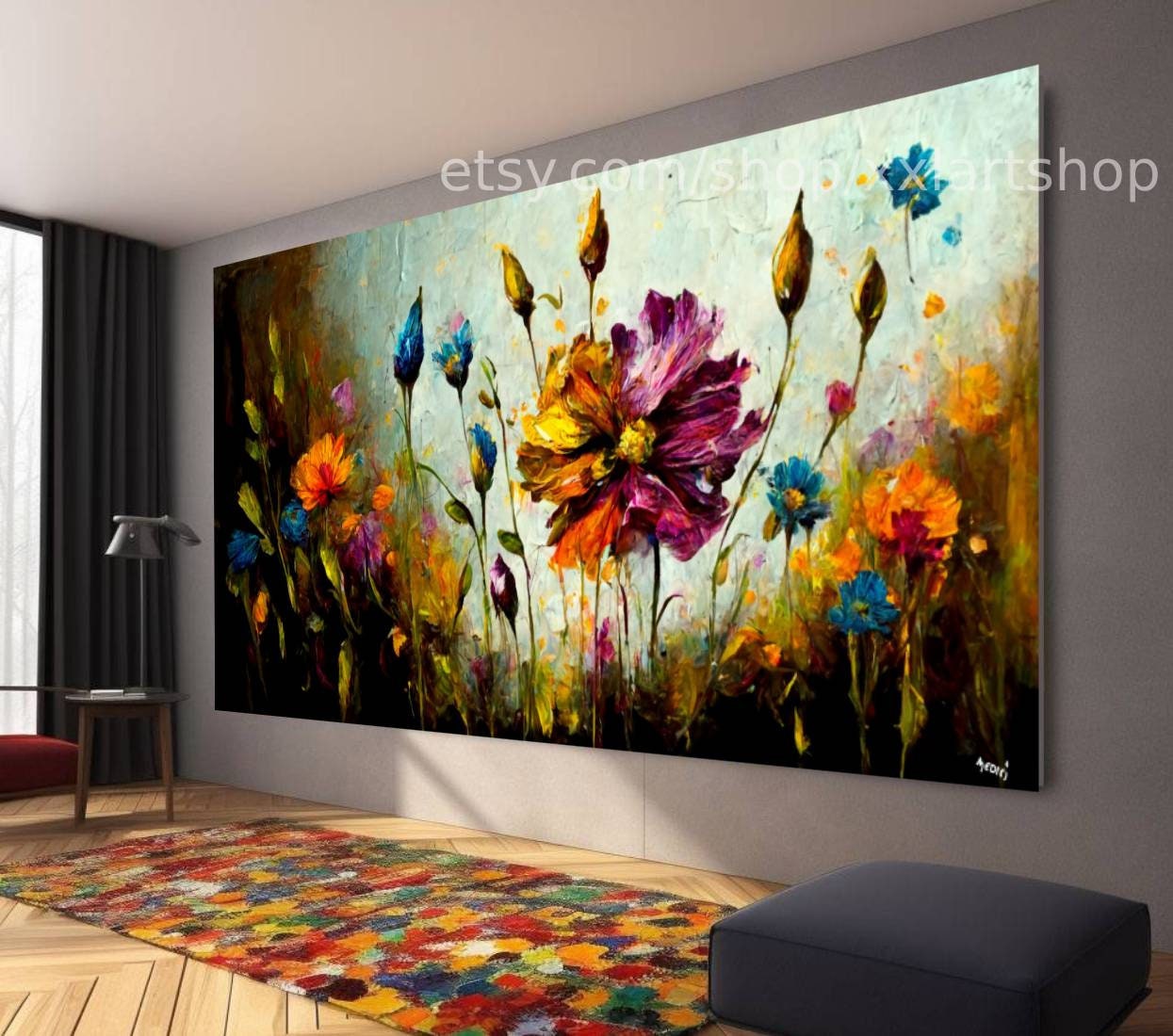 Landschaftsblumen-Wandbild von Medici, Leinwanddruck, modernes Bild für Wohnzimmer und Büro, auf Keilrahmen gespannt oder gerollt #l1124