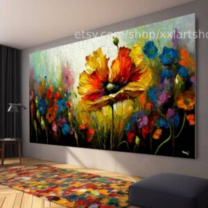 Landschaftsblumen-Wandbild von Medici, Leinwanddruck, modernes Bild für Wohnzimmer und Büro, auf Keilrahmen gespannt oder gerollt #l1125