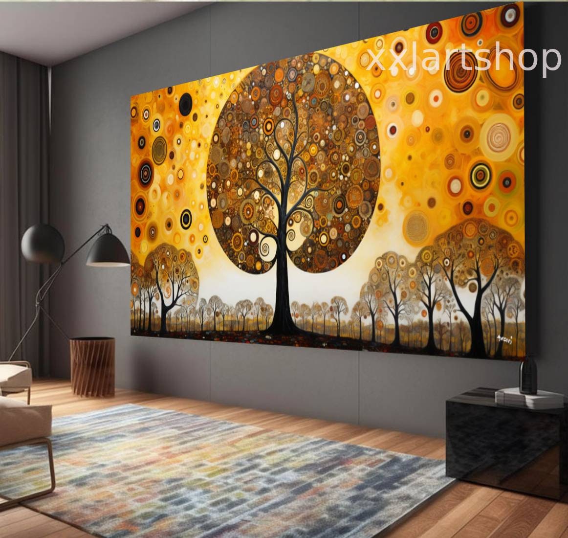 Lebensbaum im Stil von Gustav Klimt – Wandbild auf Leinwand, modernes Bild für Wohnzimmer und Büro, auf Keilrahmen gespannt oder gerollt #t106