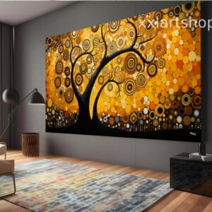 Lebensbaum im Stil von Gustav Klimt – Wandbild auf Leinwand, modernes Bild für Wohnzimmer und Büro, auf Keilrahmen gespannt oder gerollt #t108f