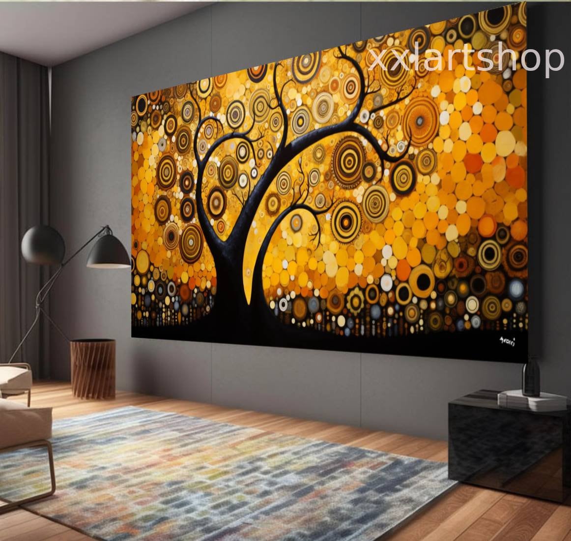 Lebensbaum im Stil von Gustav Klimt – Wandbild auf Leinwand, modernes Bild für Wohnzimmer und Büro, auf Keilrahmen gespannt oder gerollt #t108f