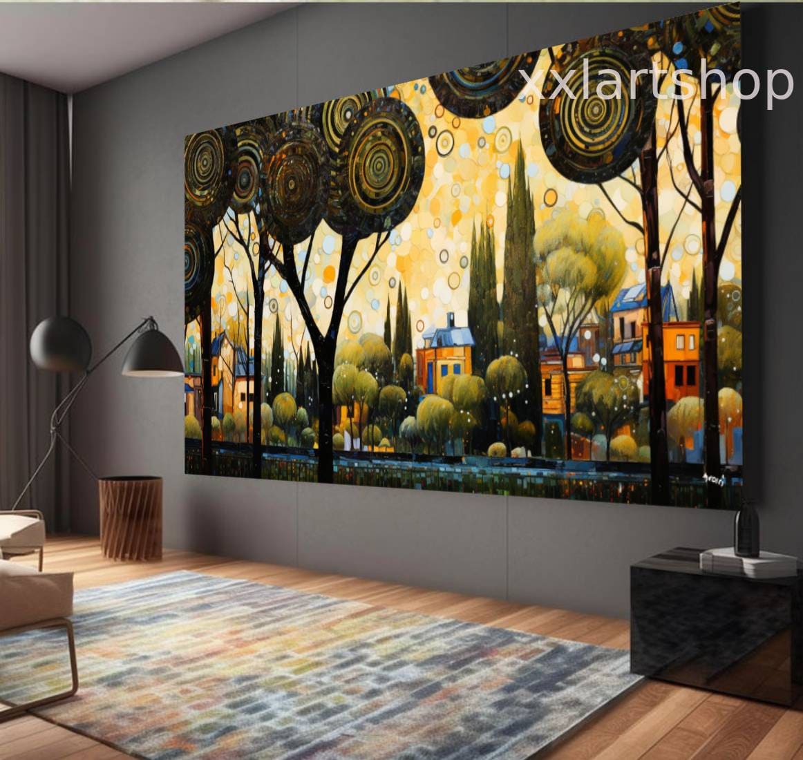 Lebensbaum im Stil von Gustav Klimt – Wandbild auf Leinwand, moderner Kunstdruck für Wohnzimmer und Büro, auf Keilrahmen gespannt oder gerollt #t115