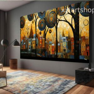 Lebensbaum im Stil von Gustav Klimt – Wandbild auf Leinwand, modernes Bild für Wohnzimmer und Büro, auf Keilrahmen gespannt oder gerollt #t119p