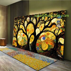 Lebensbaum im Stil von Gustav Klimt – Wandbild auf Leinwand, modernes Bild für Wohnzimmer und Büro, auf Keilrahmen gespannt oder gerollt #l126a