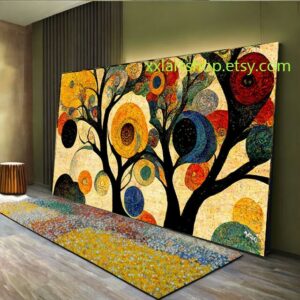 Lebensbaum im Stil von Gustav Klimt – Wandbild auf Leinwand, moderner Kunstdruck für Wohnzimmer und Büro, auf Keilrahmen gespannt oder gerollt #l415
