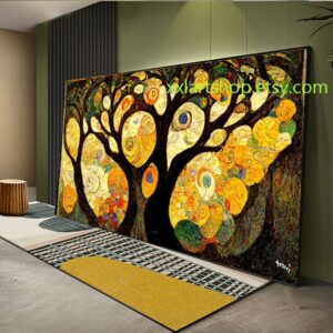 Lebensbaum im Stil von Gustav Klimt – Wandbild auf Leinwand, moderner Kunstdruck für Wohnzimmer und Büro, auf Keilrahmen gespannt oder gerollt #l127