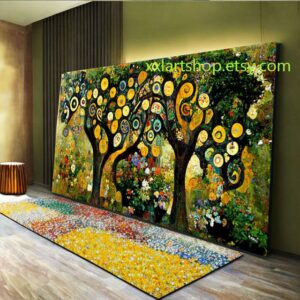 Lebensbaum im Stil von Gustav Klimt – Wandbild auf Leinwand, modernes Bild für Wohnzimmer und Büro, auf Keilrahmen gespannt oder gerollt #l353su