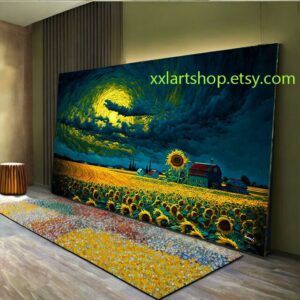 Sonnenblumenfelder im Stil von Van Gogh – Wandbild auf Leinwand, modernes Bild für Wohnzimmer und Büro, auf Keilrahmen gespannt oder gerollt #l829