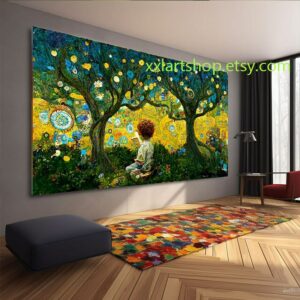 Lebensbaum im Stil von Gustav Klimt – Wandbild auf Leinwand, moderner Kunstdruck für Wohnzimmer und Büro #l365