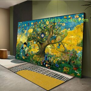 Lebensbaum im Stil von Gustav Klimt – Wandbild auf Leinwand, modernes Bild für Wohnzimmer und Büro, auf Keilrahmen gespannt oder gerollt #l138f