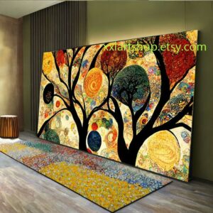 Lebensbaum von Gustav Klimt – Wandbild auf Leinwand, modernes Bild für Wohnzimmer und Büro, auf Keilrahmen gespannt oder gerollt L406n