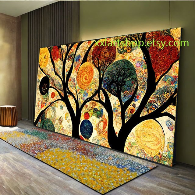 Lebensbaum von Gustav Klimt – Wandbild auf Leinwand, modernes Bild für Wohnzimmer und Büro, auf Keilrahmen gespannt oder gerollt L406n