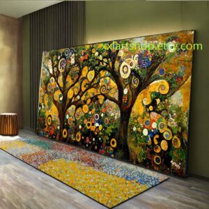 Lebensbaum im Stil von Gustav Klimt – Wandbild auf Leinwand, modernes Bild für Wohnzimmer und Büro, auf Keilrahmen gespannt oder gerollt #l404a