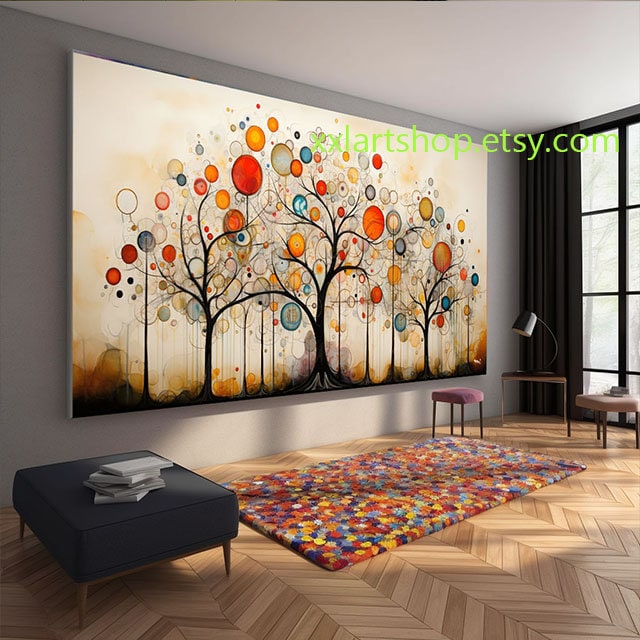 Lebensbaum im Stil von Gustav Klimt – Wandbild auf Leinwand, modernes Bild für Wohnzimmer und Büro, auf Keilrahmen gespannt oder gerollt #t103a