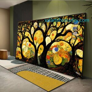 Lebensbaum im Stil von Gustav Klimt – Wandbild auf Leinwand, moderner Kunstdruck für Wohnzimmer und Büro, auf Keilrahmen gespannt oder gerollt #l126