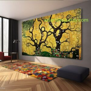 Lebensbaum im Stil von Gustav Klimt – Wandbild auf Leinwand, moderner Kunstdruck für Wohnzimmer und Büro #l382