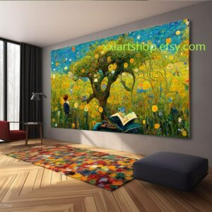 Lebensbaum im Stil von Gustav Klimt – Wandbild auf Leinwand, moderner Kunstdruck für Wohnzimmer und Büro #l374