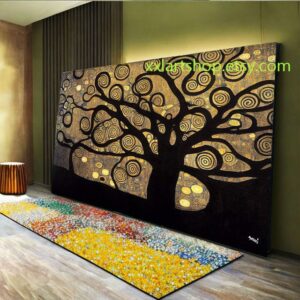 Lebensbaum im Stil von Gustav Klimt – Wandbild auf Leinwand, moderner Kunstdruck für Wohnzimmer und Büro, auf Keilrahmen gespannt oder gerollt #l357