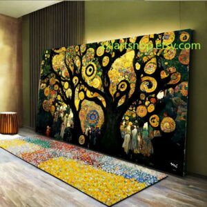 Lebensbaum im Stil von Gustav Klimt – Wandbild auf Leinwand, moderner Kunstdruck für Wohnzimmer und Büro, auf Keilrahmen gespannt oder gerollt #l354