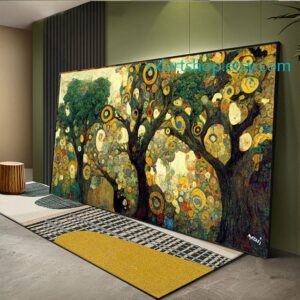 Lebensbaum im Stil von Gustav Klimt – Wandbild auf Leinwand, moderner Kunstdruck für Wohnzimmer und Büro, auf Keilrahmen gespannt oder gerollt #l129