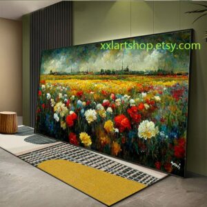 Landschaftsblumenfelder – Wandbild auf Leinwand, modernes Bild für Wohnzimmer und Büro, auf Keilrahmen gespannt oder gerollt #l143
