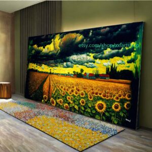 Sonnenblumenfelder im Stil von Van Gogh – Wandbild auf Leinwand, modernes Bild für Wohnzimmer und Büro, auf Keilrahmen gespannt oder gerollt #l831