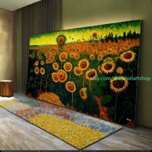 Sonnenblumenfelder im Stil von Van Gogh – Wandbild auf Leinwand, modernes Bild für Wohnzimmer und Büro, auf Keilrahmen gespannt oder gerollt #l828
