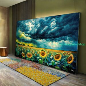 Landschaftsblumenfelder, gelbes Wandbild, Leinwanddruck, modernes Bild für Wohnzimmer und Büro, auf Keilrahmen gespannt oder gerollt l836