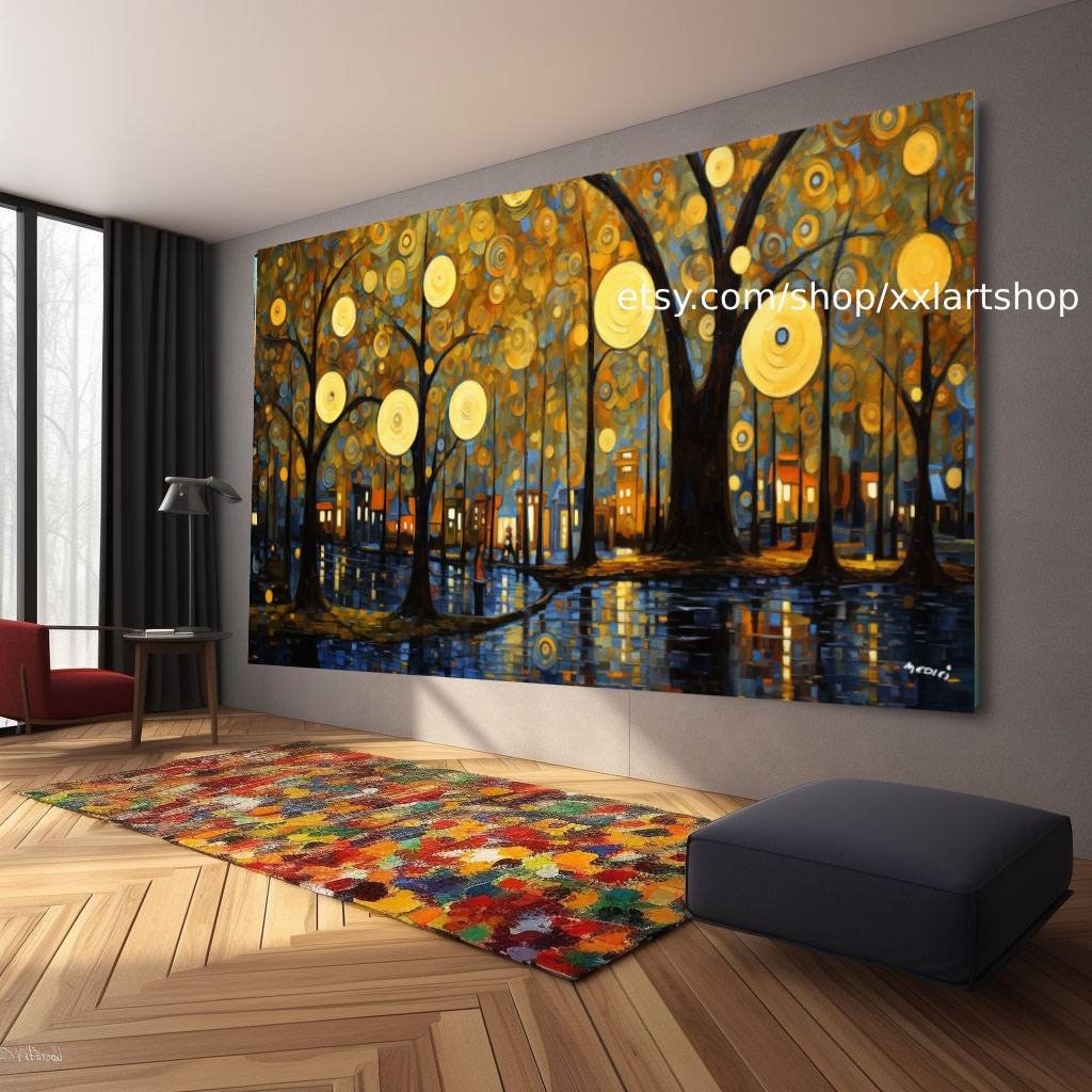 Lebensbaum im Stil von Gustav Klimt – Wandbild auf Leinwand, moderner Kunstdruck für Wohnzimmer und Büro, auf Keilrahmen gespannt oder gerollt #t144