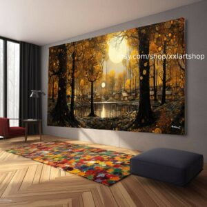 Lebensbaum im Stil von Gustav Klimt – Wandbild auf Leinwand, moderner Kunstdruck für Wohnzimmer und Büro, auf Keilrahmen gespannt oder gerollt #t145