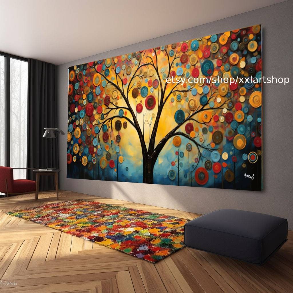 Lebensbaum im Stil von Gustav Klimt – Wandbild auf Leinwand, modernes Bild für Wohnzimmer und Büro, auf Keilrahmen gespannt oder gerollt #t185f