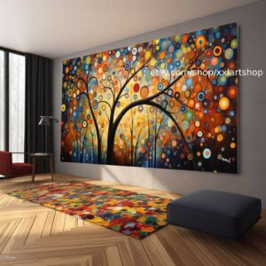 Lebensbaum im Stil von Gustav Klimt – Wandbild auf Leinwand, moderner Kunstdruck für Wohnzimmer und Büro, auf Keilrahmen gespannt oder gerollt #t187