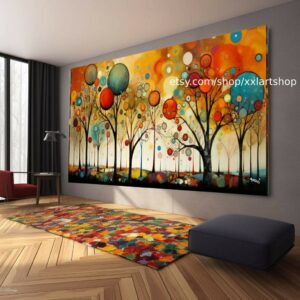 Lebensbaum im Stil von Gustav Klimt – Wandbild auf Leinwand, modernes Bild für Wohnzimmer und Büro, auf Keilrahmen gespannt oder gerollt #t192f