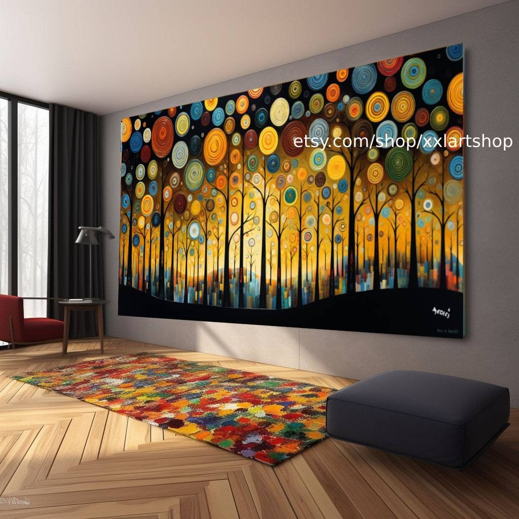 Lebensbaum im Stil von Gustav Klimt – Wandbild auf Leinwand, moderner Kunstdruck für Wohnzimmer und Büro, auf Keilrahmen gespannt oder gerollt #t193