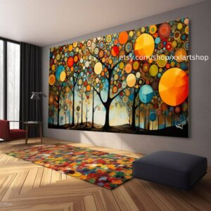 Lebensbaum im Stil von Gustav Klimt – Wandbild auf Leinwand, modernes Bild für Wohnzimmer und Büro, auf Keilrahmen gespannt oder gerollt #t194a