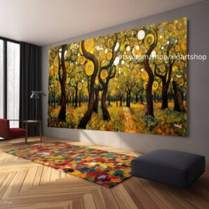 Lebensbaum im Stil von Gustav Klimt – Wandbild auf Leinwand, modernes Bild für Wohnzimmer und Büro, auf Keilrahmen gespannt oder gerollt #t216