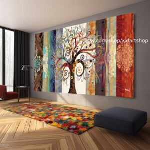 Lebensbaum im Stil von Gustav Klimt – Wandbild auf Leinwand, modernes Bild für Wohnzimmer und Büro, auf Keilrahmen gespannt oder gerollt #t226f