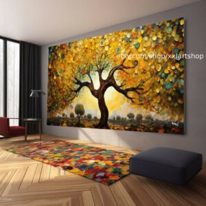 Lebensbaum im Stil von Gustav Klimt – Wandbild auf Leinwand, modernes Bild für Wohnzimmer und Büro, auf Keilrahmen gespannt oder gerollt #t231