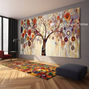 Baum Natur im Stil von Gustav Klimt Wandkunst Leinwanddruck Modernes Bild Wohnzimmer Büro auf Keilrahmen gespannt oder gerollt #t295