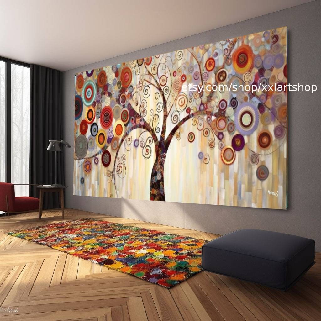 Baum Natur im Stil von Gustav Klimt Wandkunst Leinwanddruck Modernes Bild Wohnzimmer Büro auf Keilrahmen gespannt oder gerollt #t295