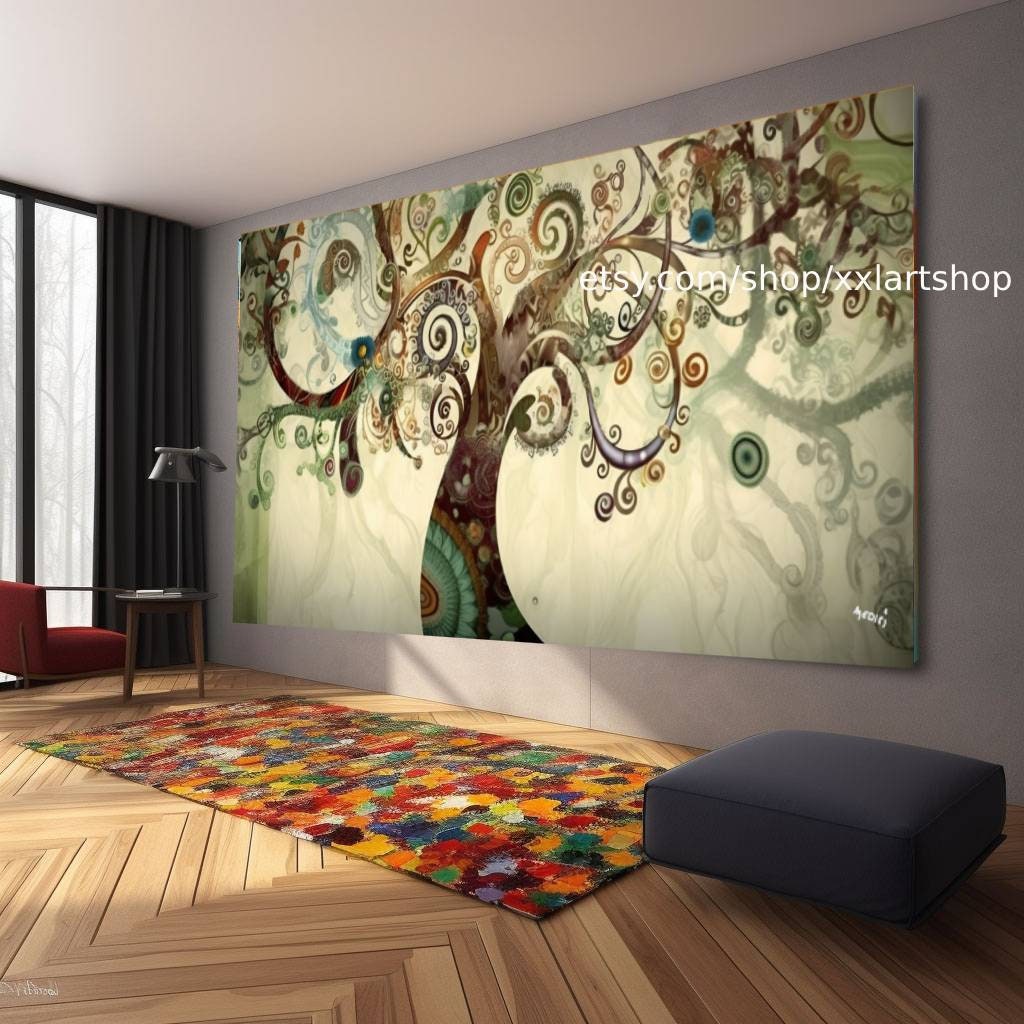 Baum Natur im Stil von Gustav Klimt Wandkunst Leinwanddruck Modernes Bild Wohnzimmer Büro auf Keilrahmen gespannt oder gerollt #t296