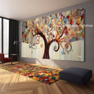 Baum Natur im Stil von Gustav Klimt Wandkunst Leinwanddruck Modernes Bild Wohnzimmer Büro auf Keilrahmen gespannt oder gerollt #t297