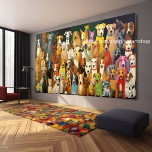 Hunde-Kollektion, Wandkunst für Hundeliebhaber, Leinwanddruck, modernes Bild für Wohnzimmer und Büro, auf Keilrahmen gespannt oder gerollt #ti907
