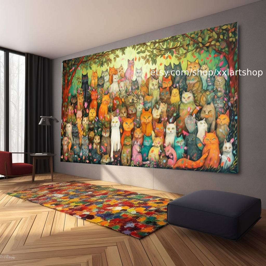 Katzenkollektion, Wandbild „Liebe Katze“, Leinwanddruck, modernes Bild für Wohnzimmer und Büro, auf Keilrahmen gespannt oder gerollt #ti909