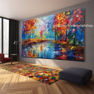 Impressionistische Landschaften, stimmungsvolle Gemälde, lebendige expressionistische Leinwandbilder in verschiedenen Größen #kn-104